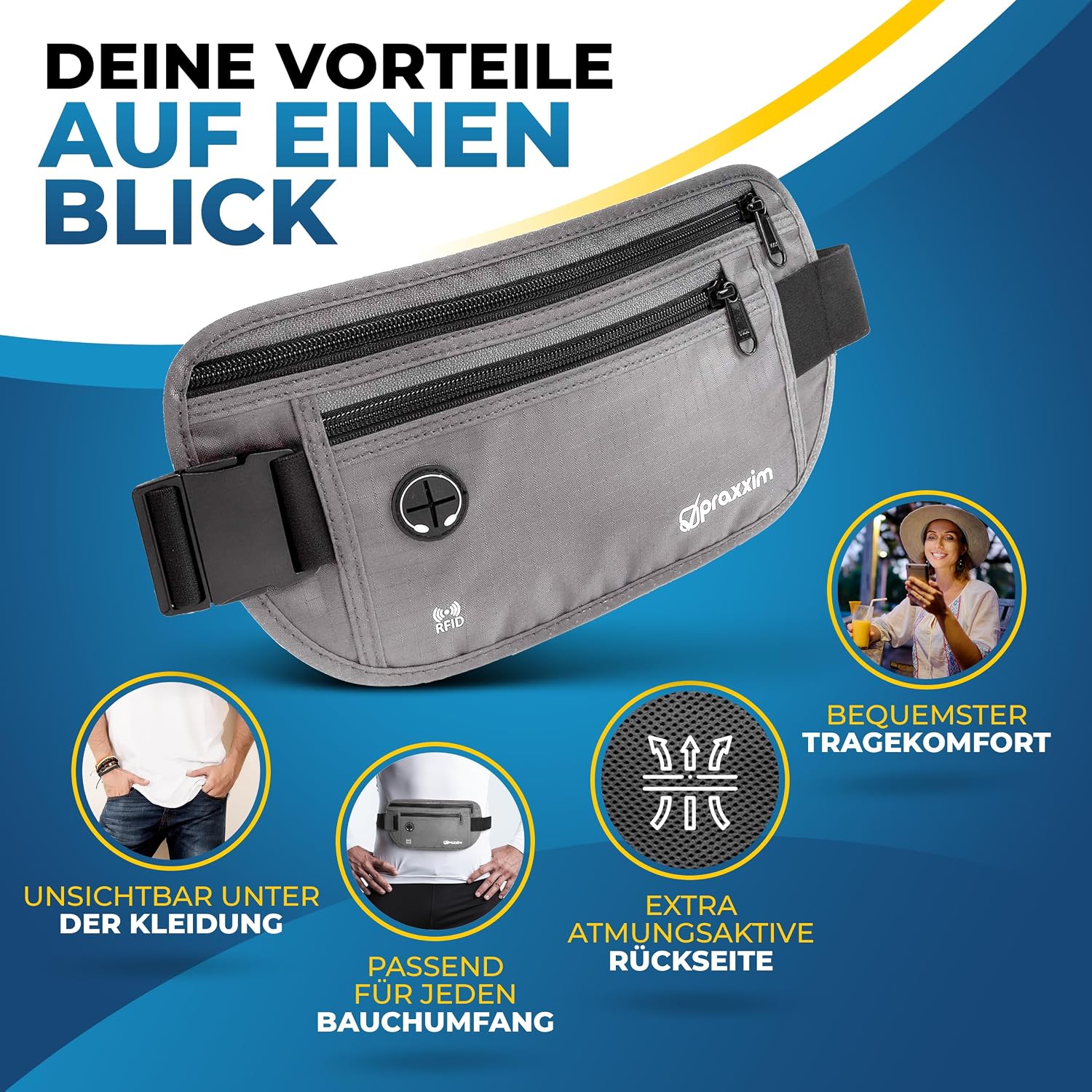 Thumbnail 5 de praxxim Bauchtasche DIEBSTAHLSICHER mit RFID