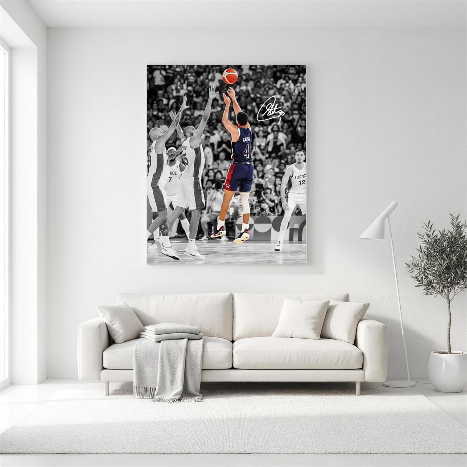 Thumbnail 4 de NBA Basketball Canvas Wall Art – Stephen Curry 3-Point Shooting Scene (8 x 10 in) for Sports Fans
