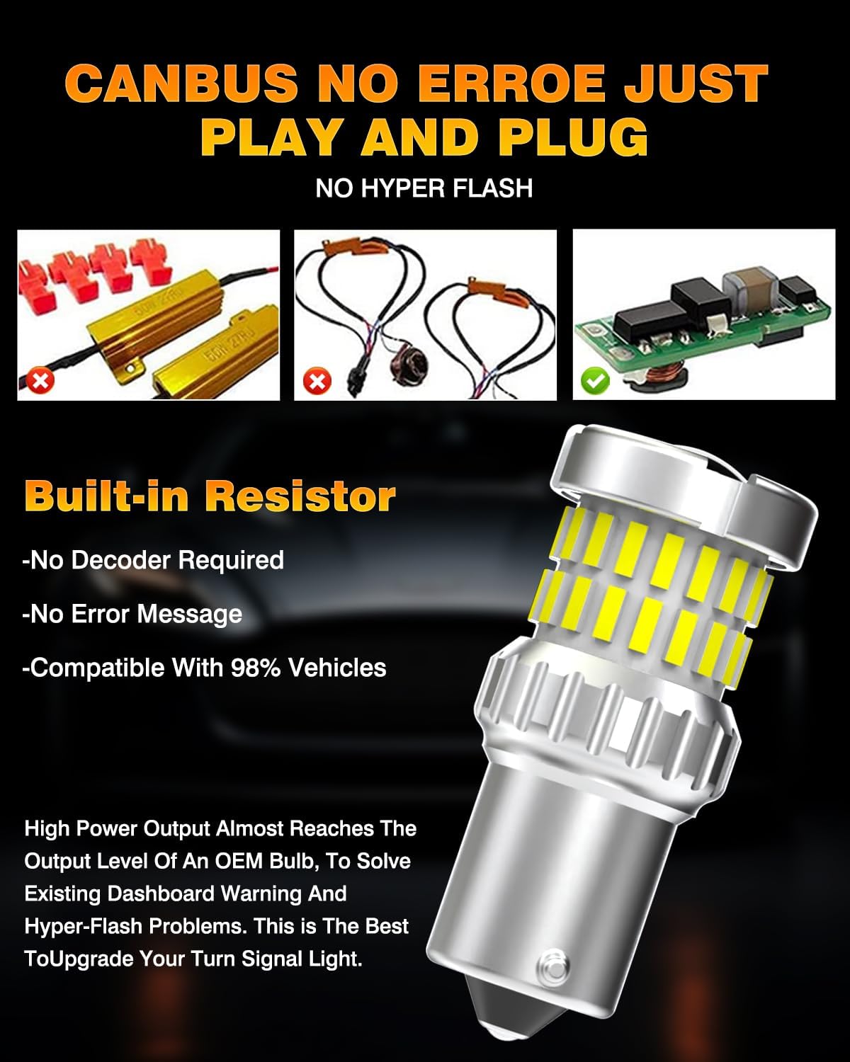 Thumbnail 4 de NATGIC Xenon White BAU15S PY21W LED Bulbs – 2 Pack (Reverse/Brake/Tail Lights)