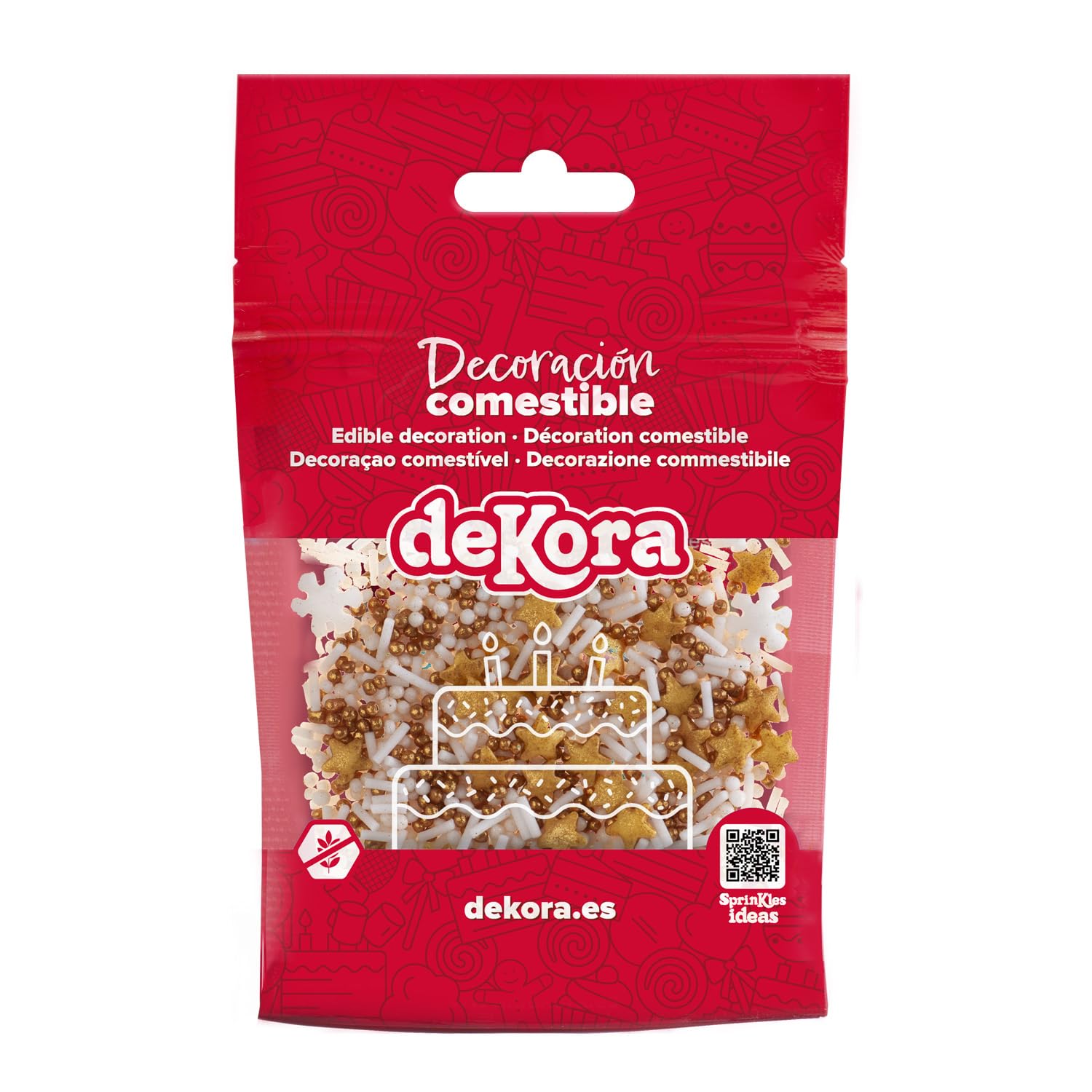 Detalle 2 de dekora Streusel Mix Schneeflocke & Sterne Weiß-Gold – 100 g, glutenfrei, laktosefrei, vegetarisch