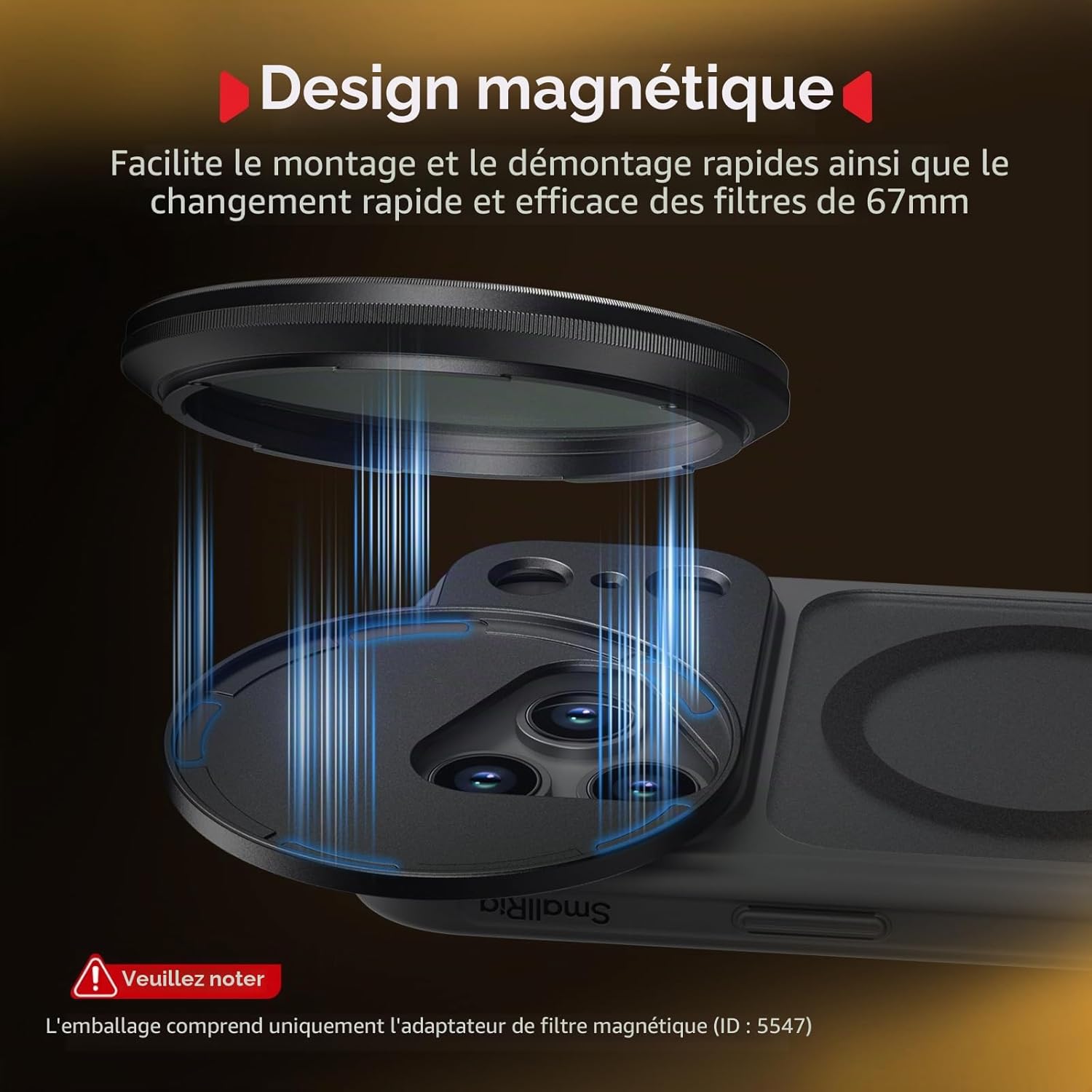 Detalle de SMALLRIG FilMov Bague de Filtre magnétique 67 mm pour Coque de téléphone 17 Pro (5547) — Compatible filtres magnétiques 67 mm
