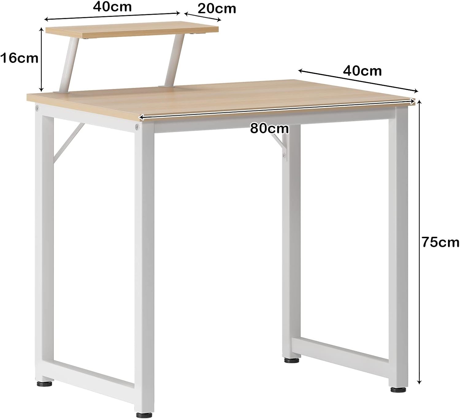 Thumbnail 1 de SogesHome Bureau d'ordinateur – Table PC en bois et acier, 80 x 40 x 75 cm