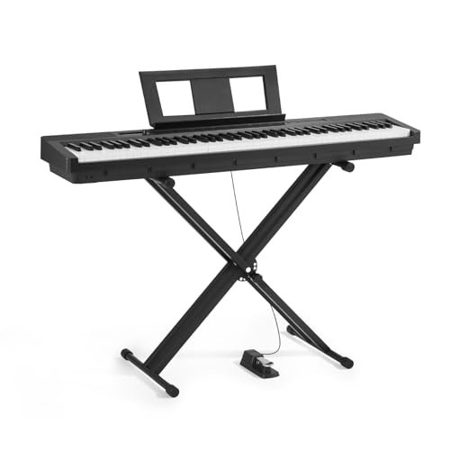 VEVOR Pianoforte Digitale a 88 Tasti con Supporto a X, 280 Toni, 260 Ritmi, Registrazione — Nero