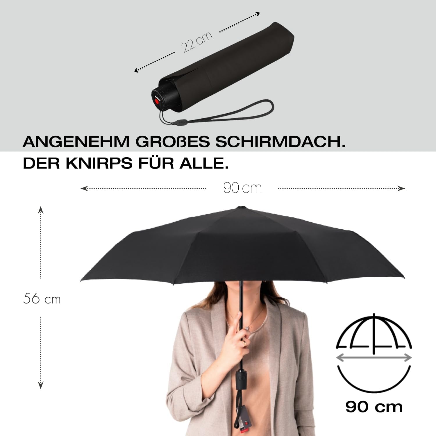Thumbnail 3 de Knirps Regenschirm C.050 Small Manual Black – kompakter Taschenschirm, windstabil und leicht