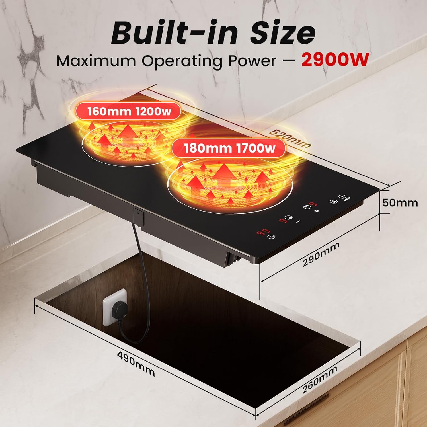 Thumbnail 1 de Plug in Induction Hob - 30cm 2 Ring Built-in Electric Hob (BIH292T)