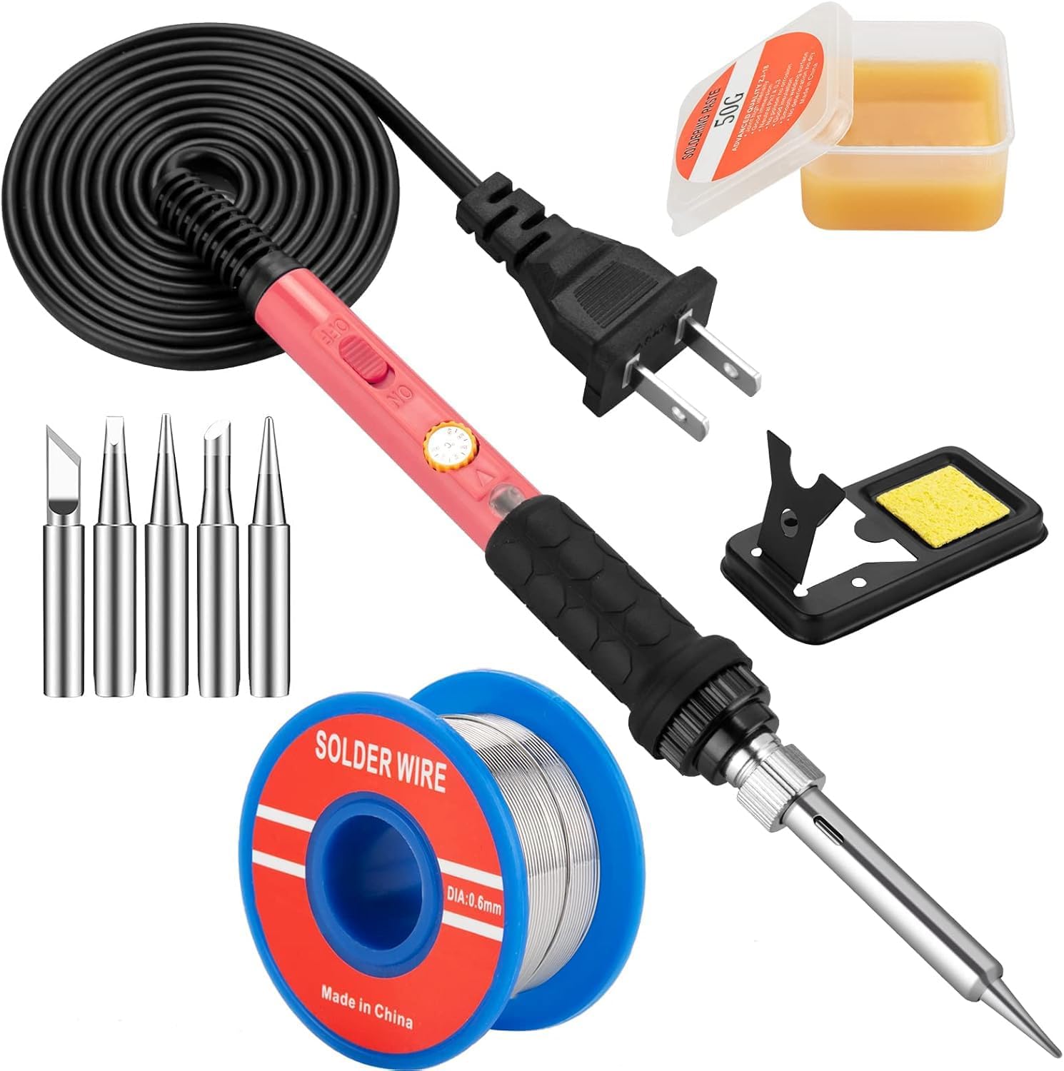 Detalle de Q-MING 60W Soldering Iron Kit, Adjustable Temperature, 5 Tips, 110V