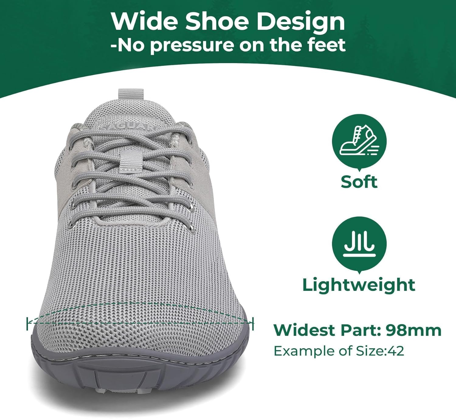 Thumbnail 1 de SAGUARO Chaussures Minimalistes Wish Ⅰ — Unisexes, Maille Respirante, Semelle Zero-Fall, GR.36-48
