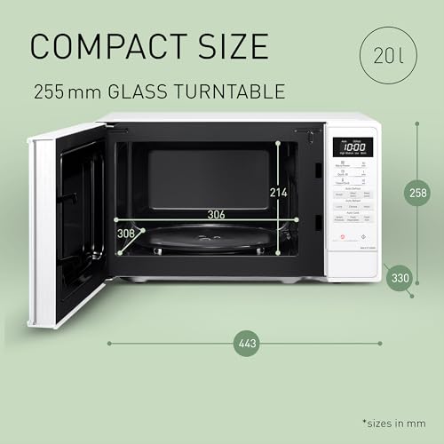 Detalle 2 de Panasonic NN-E27JWMBBQ 20L Compact Microwave: 800W, Touch Control, 9 Auto Programmes