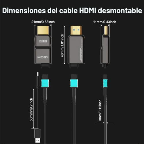 Thumbnail 8 de RUIPRO HDMI 2.1 8K, cable de fibra óptica desmontable de 7,6 m y 48 Gbps