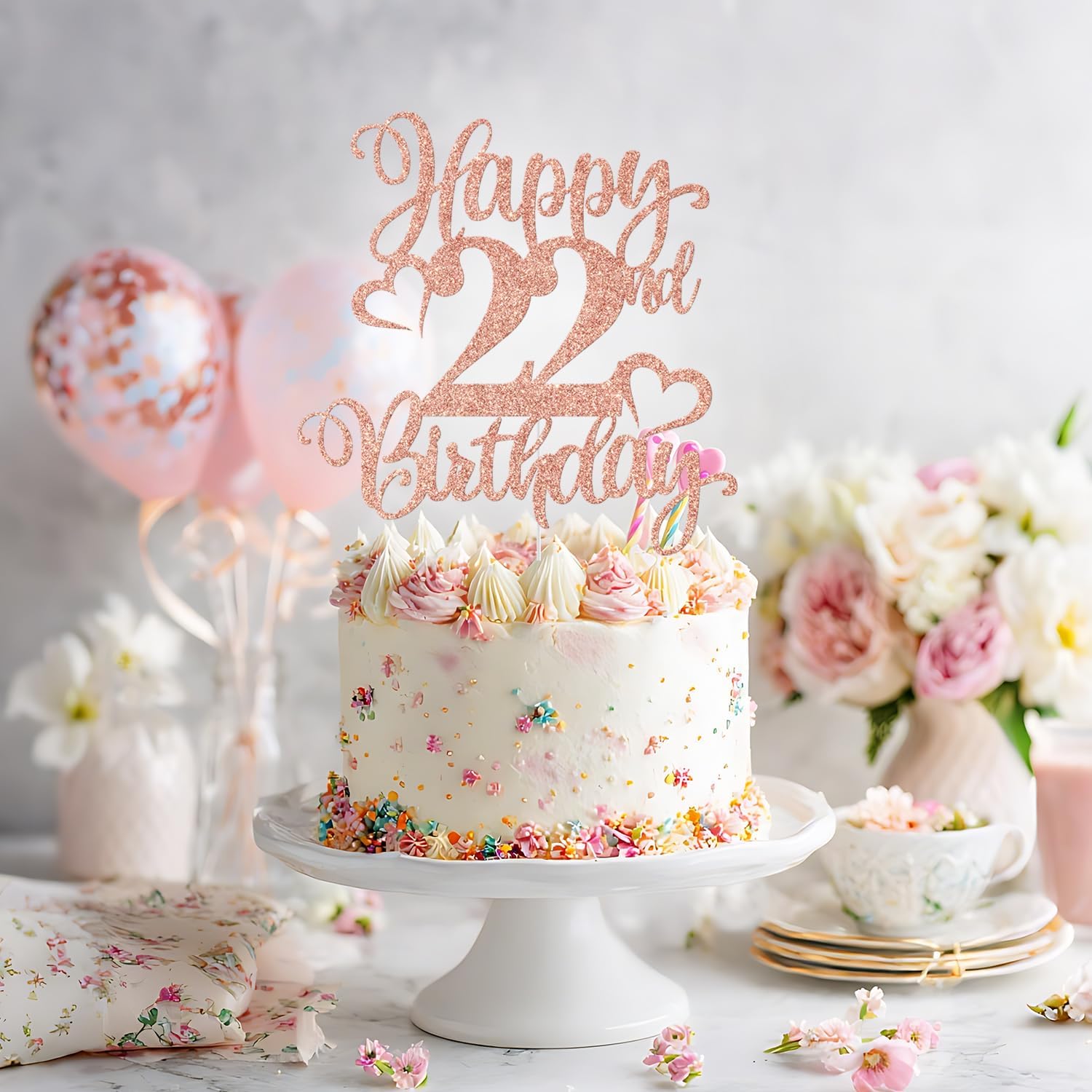 Detalle de 22nd Birthday Cake Topper, Glitter Cardboard
