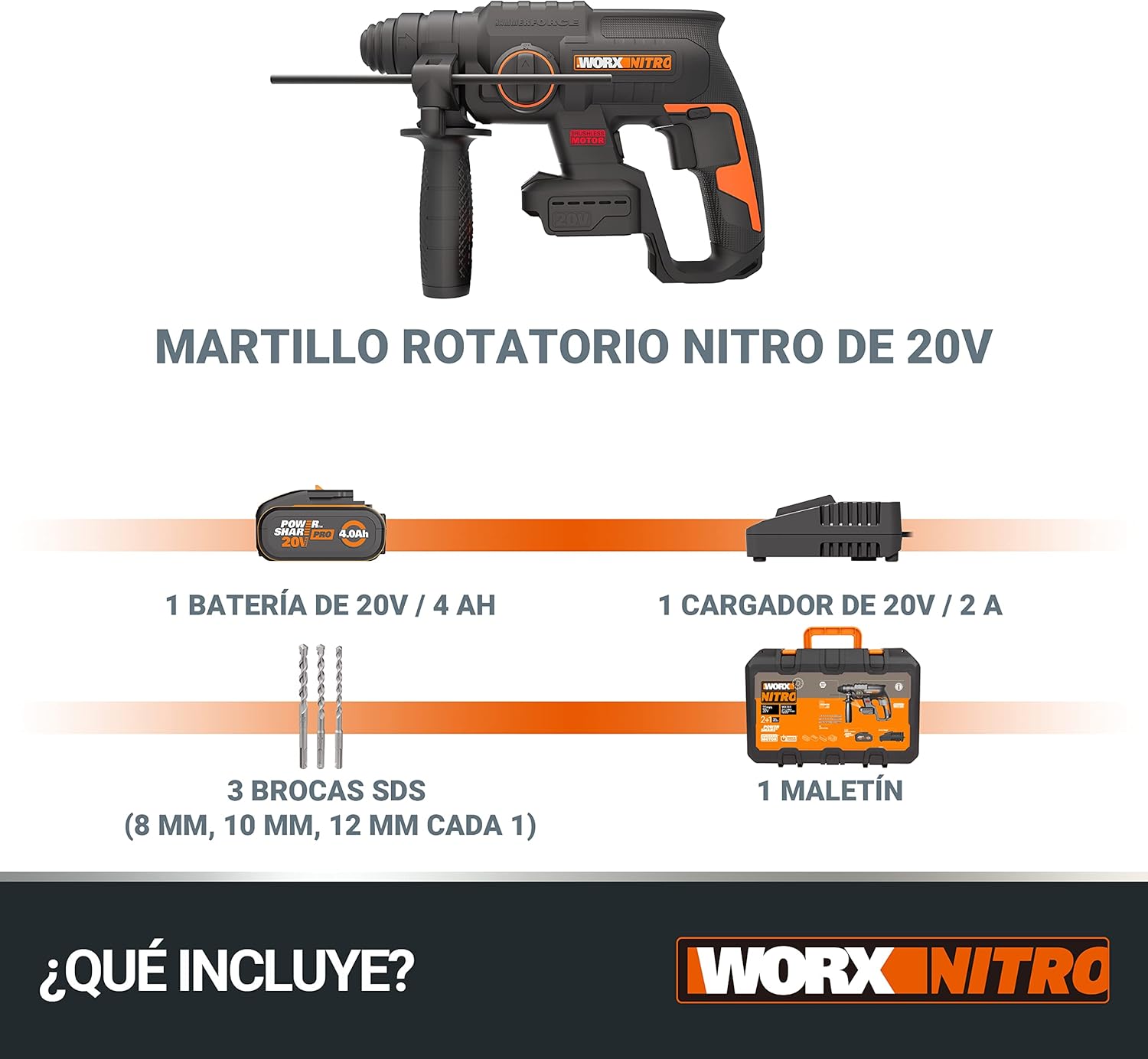 Thumbnail 4 de WORX WX381 Martillo 20V Máx. 💥 - Ligero y potente