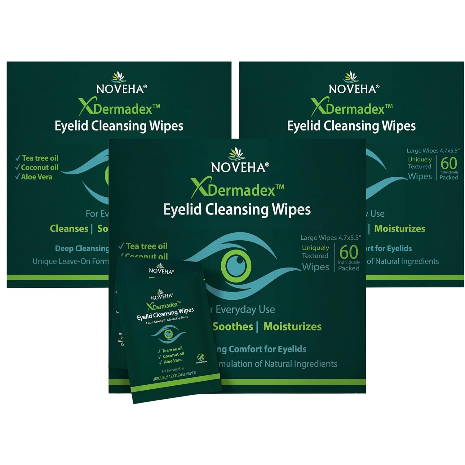NOVEHA Demodex Eyelid & Lash Wipes 60 count