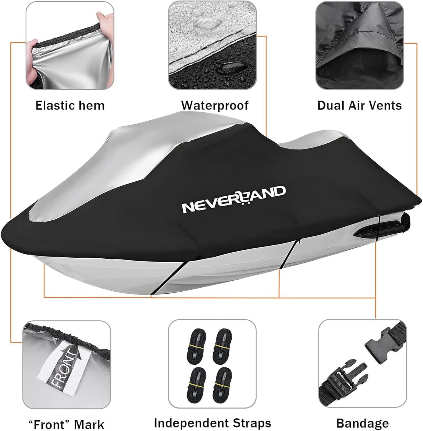 Thumbnail 5 de Jet Ski Cover (Trailerable, UV-Resistant & Waterproof) for PWC Lengths 115–120 in