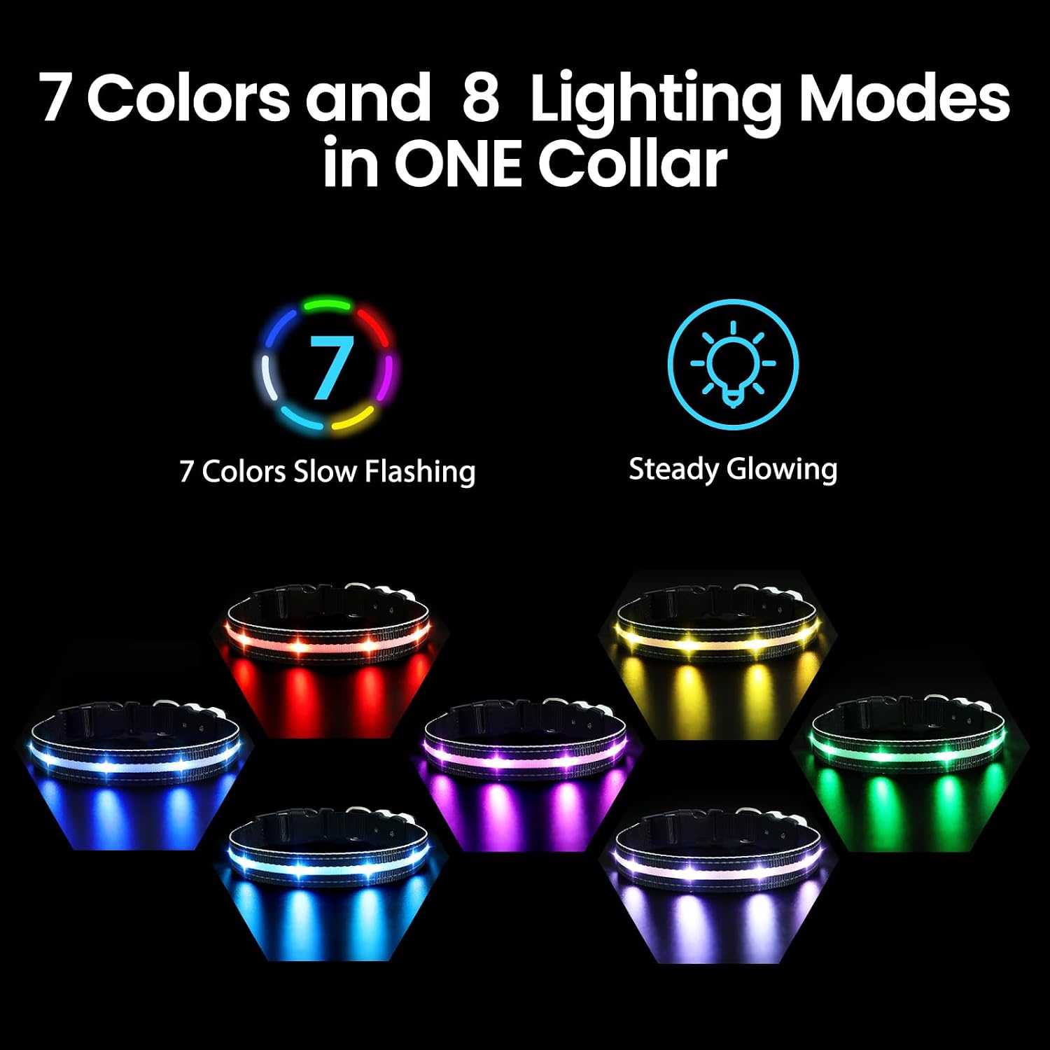Thumbnail 2 de MASBRILL Light Up LED Dog Collar S 7 Colours