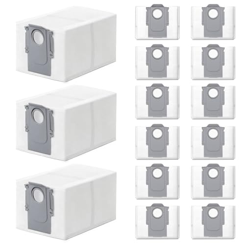 Detalle de Fishoney Staubbeutel – 15 Stück für Roborock QV/Qrevo, Saros und mehr (3,2 l, 13×12,5×20 cm)