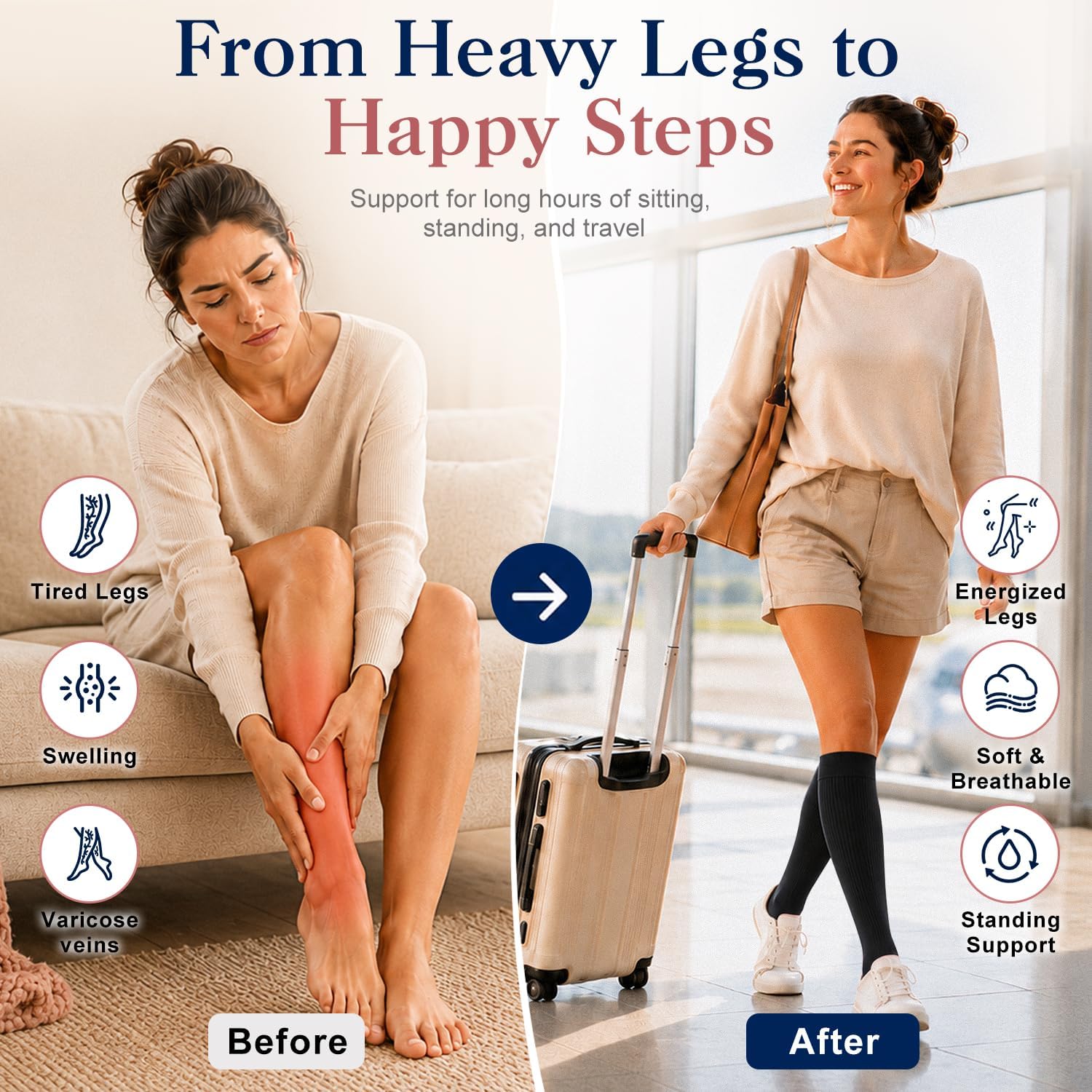 Detalle 2 de Copper Compression Socks for Men and Women 6 Pairs