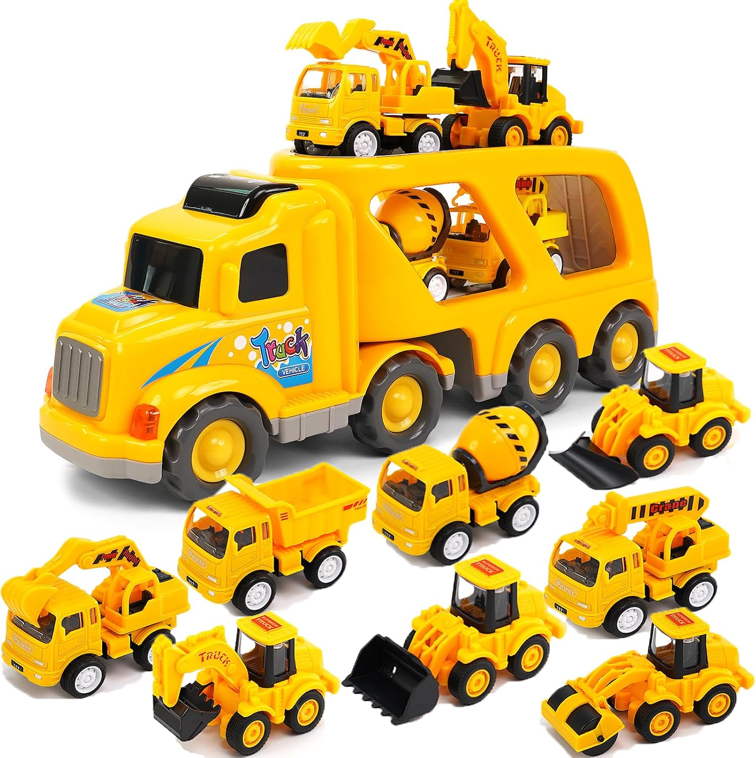 Detalle de Veslier ST31-15 Construction Truck Set with 8 Vehicles, Sounds and Lights