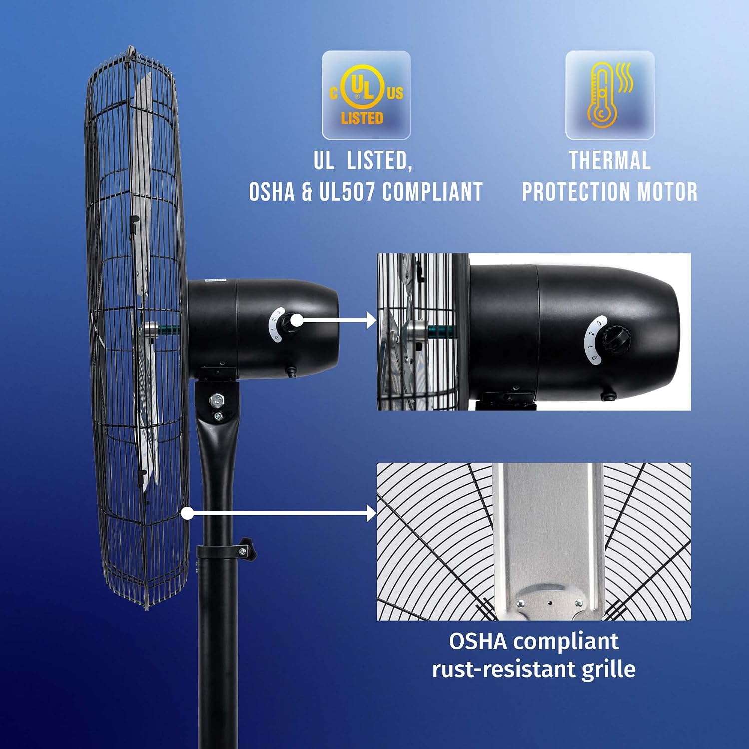Thumbnail 5 de Tornado 8850 CFM 30-Inch Pedestal Fan: High-Velocity, Non-Oscillating for Large Indoor Spaces