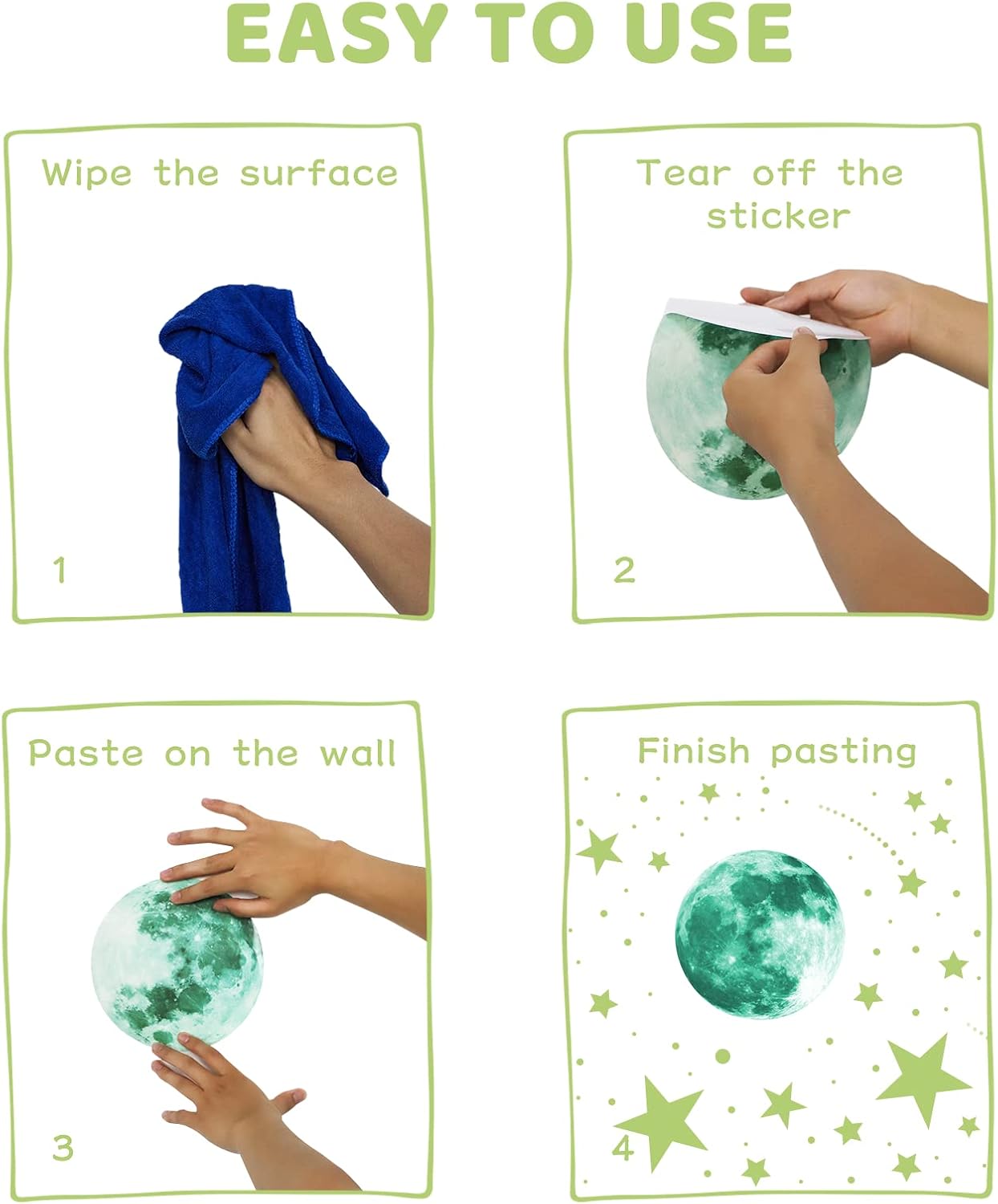 Thumbnail 6 de ECHOCUBE 637pcs Glow in the Dark Wall Stickers – Stars, Moon and Dots Set