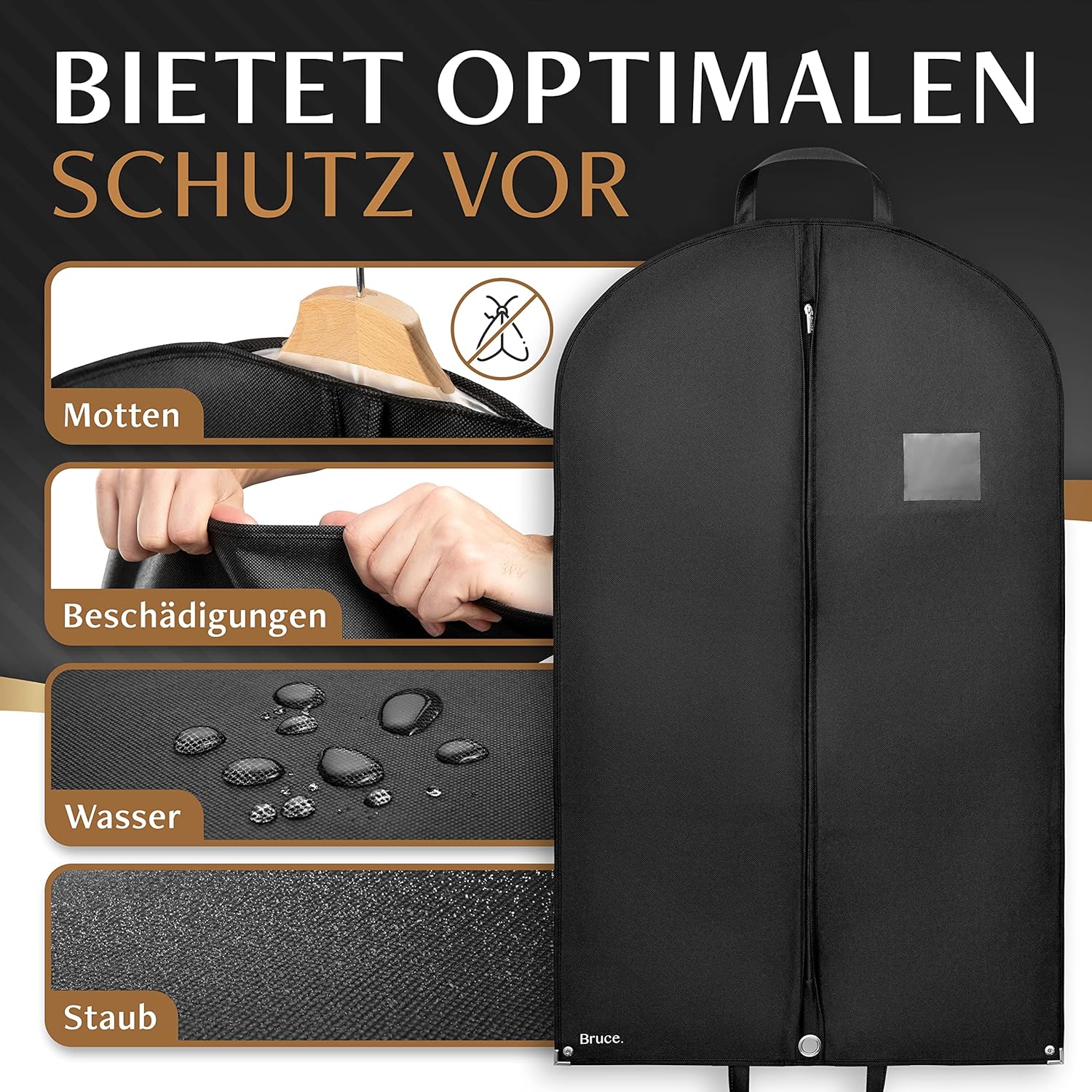 Thumbnail 1 de Bruce.® Kleidersack Kurz 120x60 cm – Hochwertige Kleiderhülle für Anzug, Blazer, Kostüm & Kleid