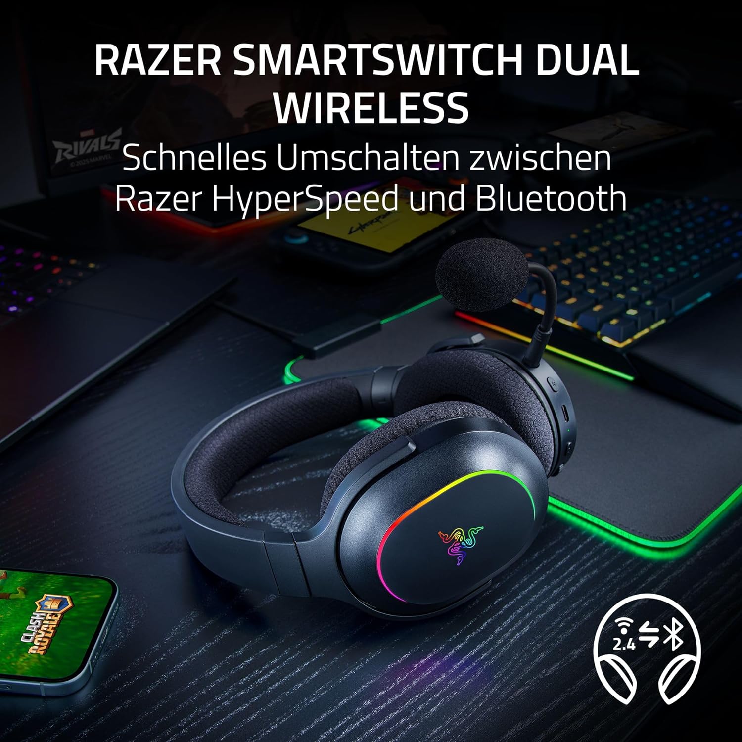 Thumbnail 1 de Razer Barracuda X Chroma: kabelloses Multiplattform-Gaming-Headset mit 6-Zonen Chroma RGB und SmartSwitch