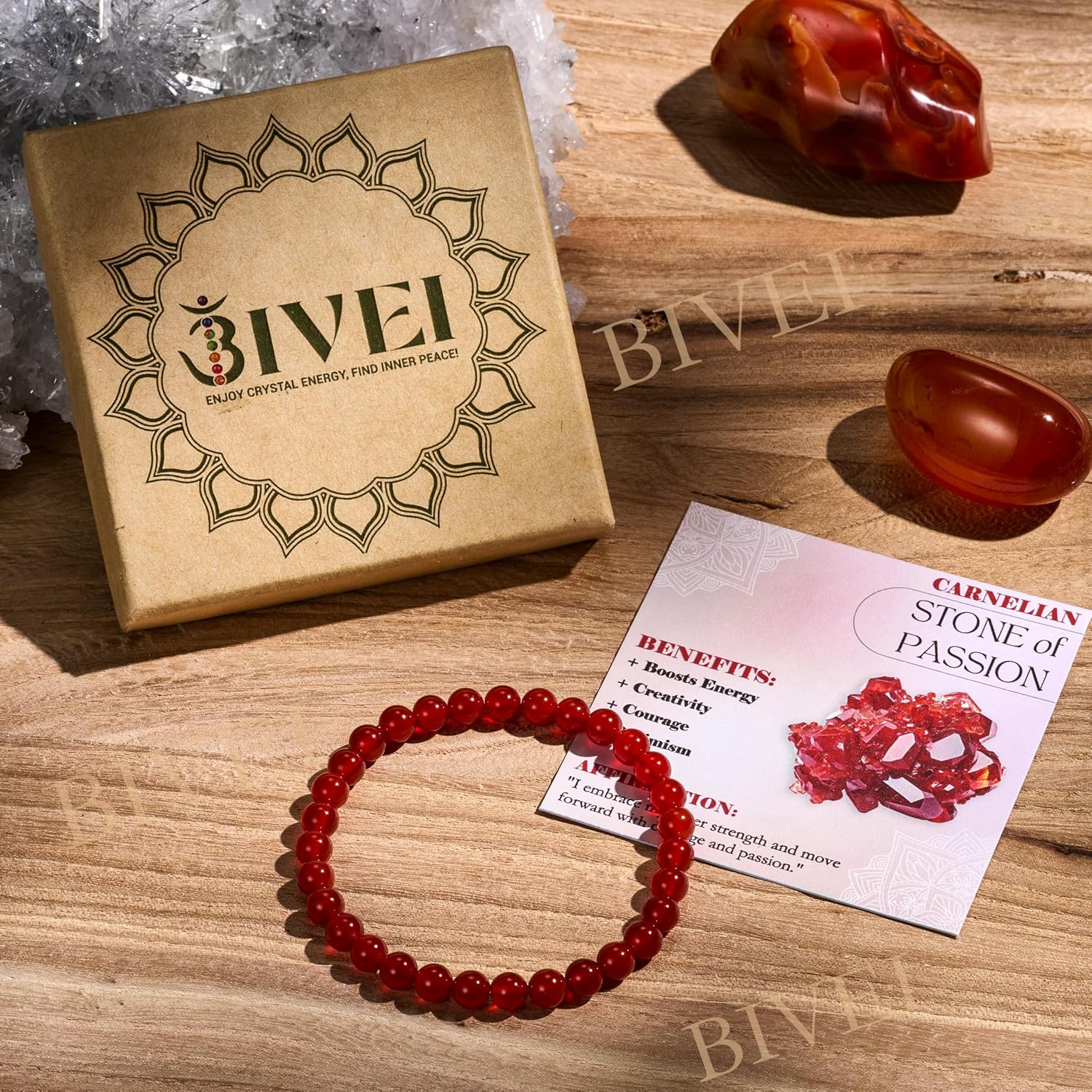 Detalle 2 de Bivei Karneol-Armband 6mm Perlenarmband