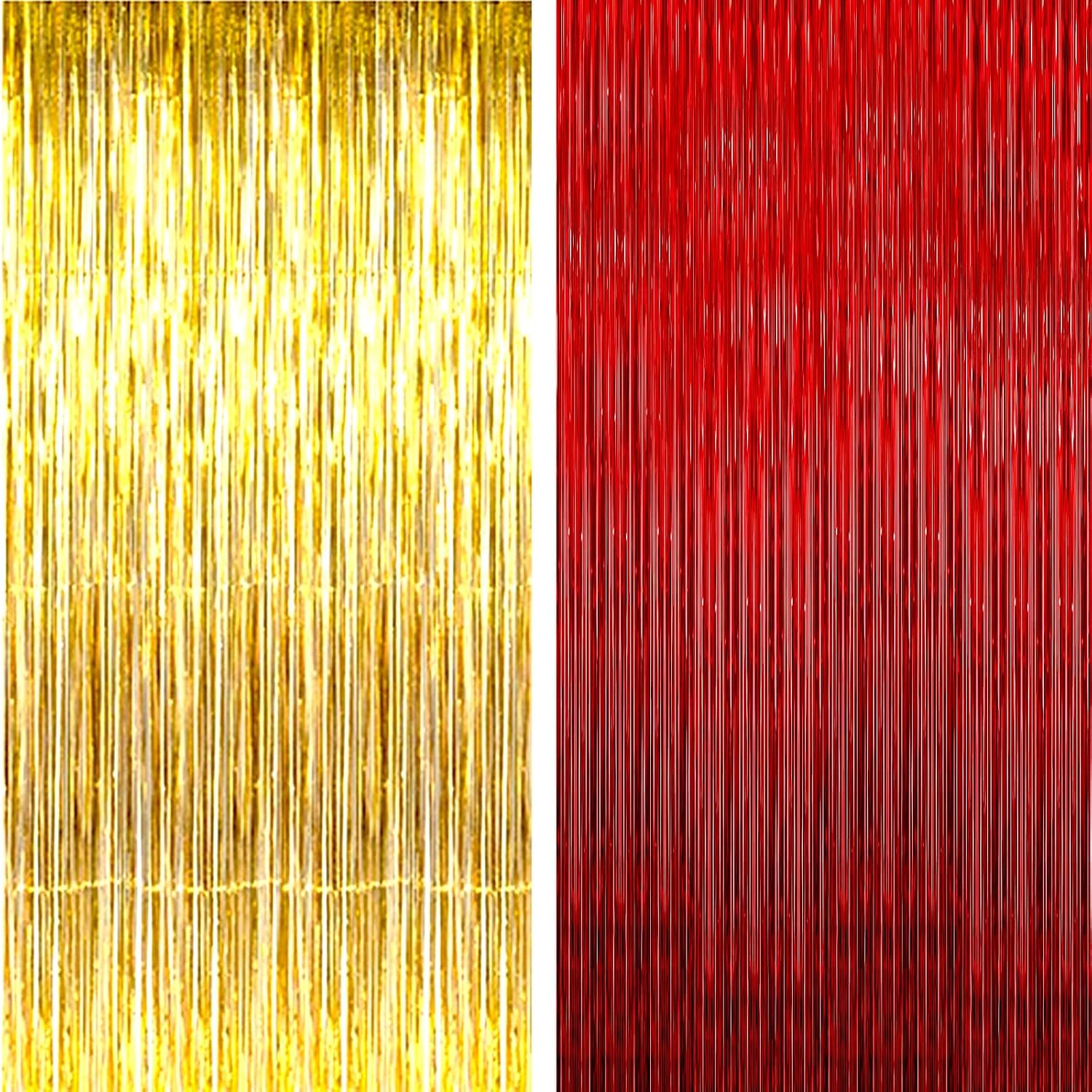 Thumbnail 6 de Laser Rouge - Vert Bande Fond AILEXI 2pcs 100CM x 250CM | Rideaux Frangés de Feuille pour Décoration de Fête