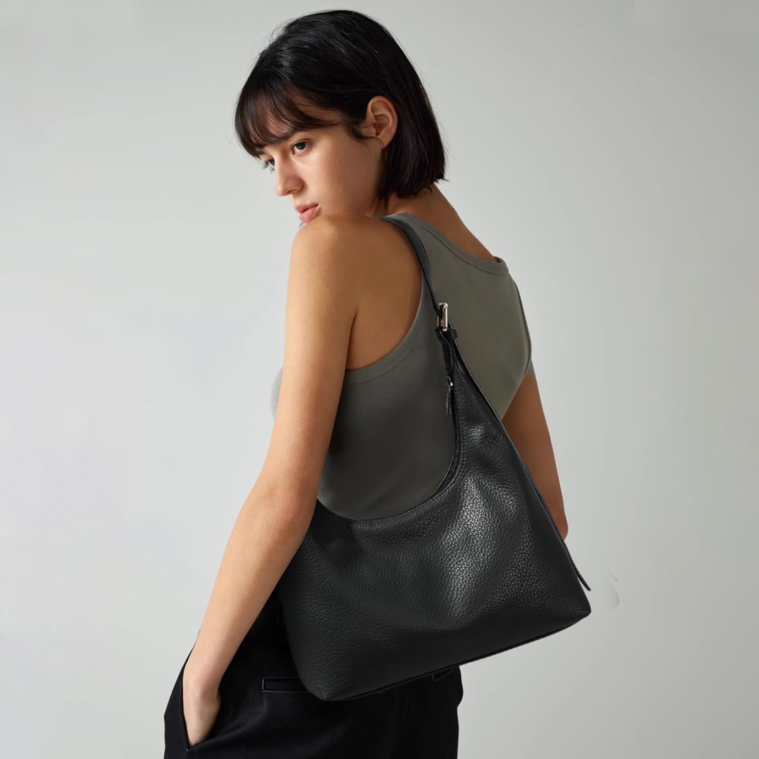 Detalle de KALIDI Damen Handtasche Schultertasche PU Leder Tote Bag – Vintage Hobo mit verstellbarem Gurt