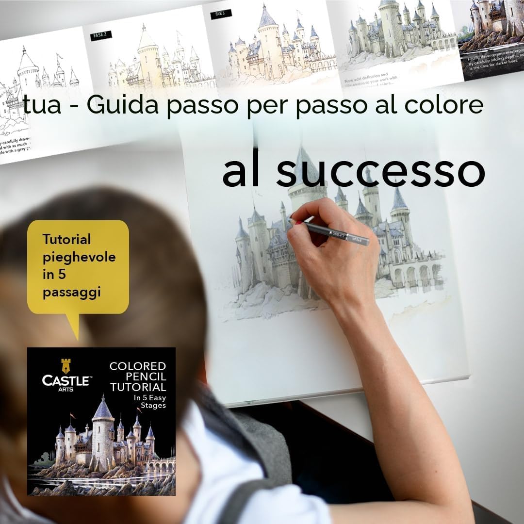 Detalle de Castle Art Supplies Set di 120 Matite Colorate – confezione in metallo per artisti e coloristi