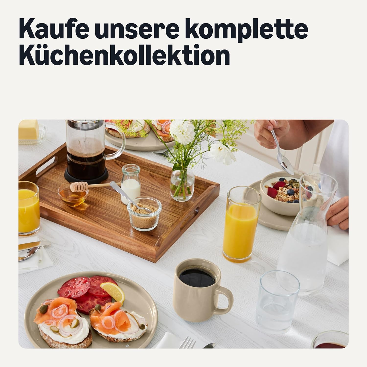 Thumbnail 6 de Amazon Basics Glasierte Steinzeug-Servierschalen, 3-teiliges Set – Leinengrau