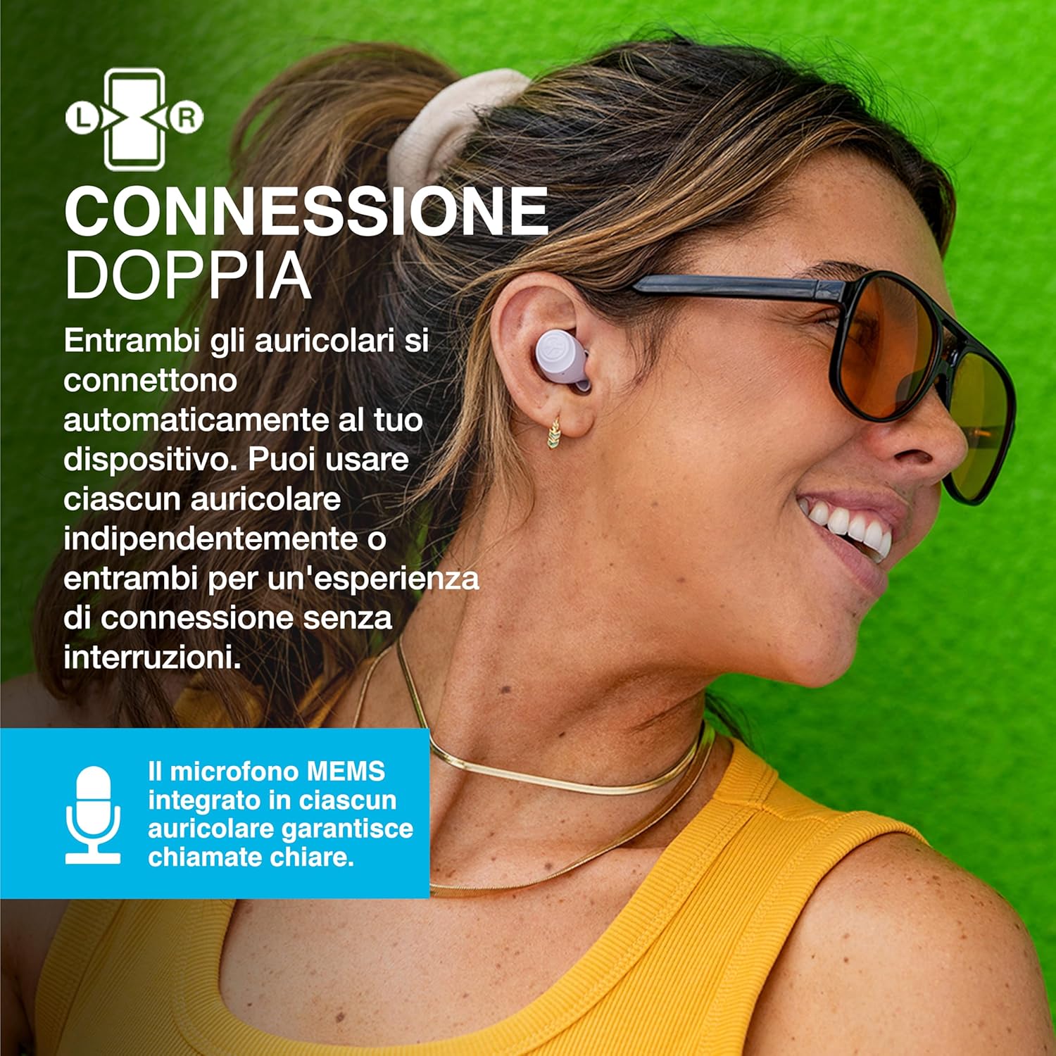 Thumbnail 4 de JLab Go Air Pop+ cuffie Bluetooth true wireless con microfono, Multipoint e app (menta)