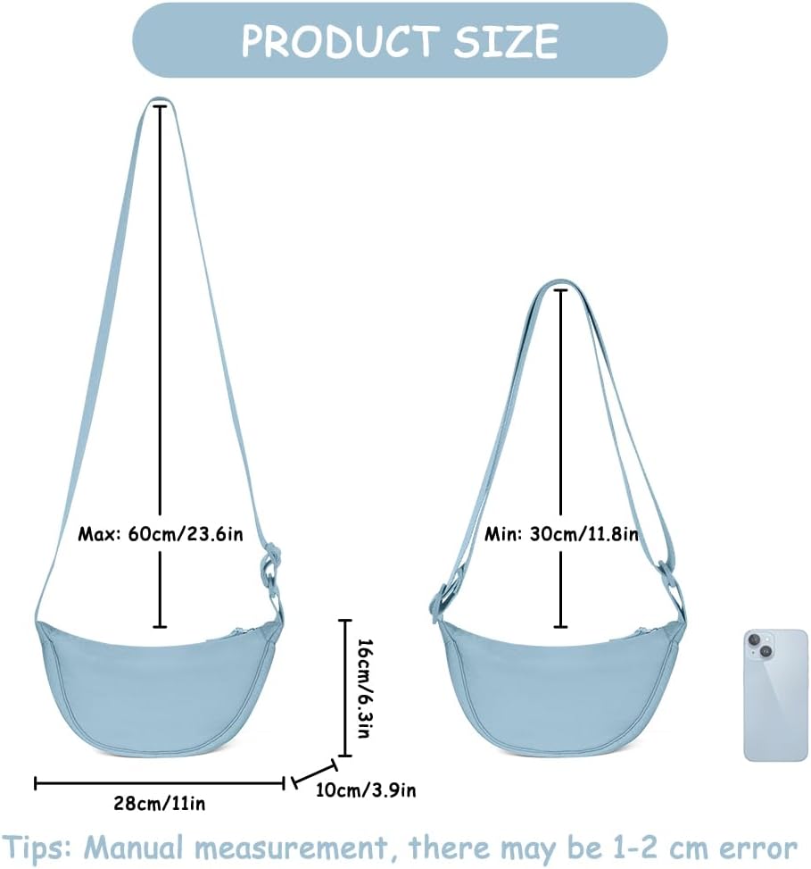 Thumbnail 3 de Aucuu Sac Bandoulière Croissant de Lune pour Femme – Crescent Bag en nylon, bandoulière réglable