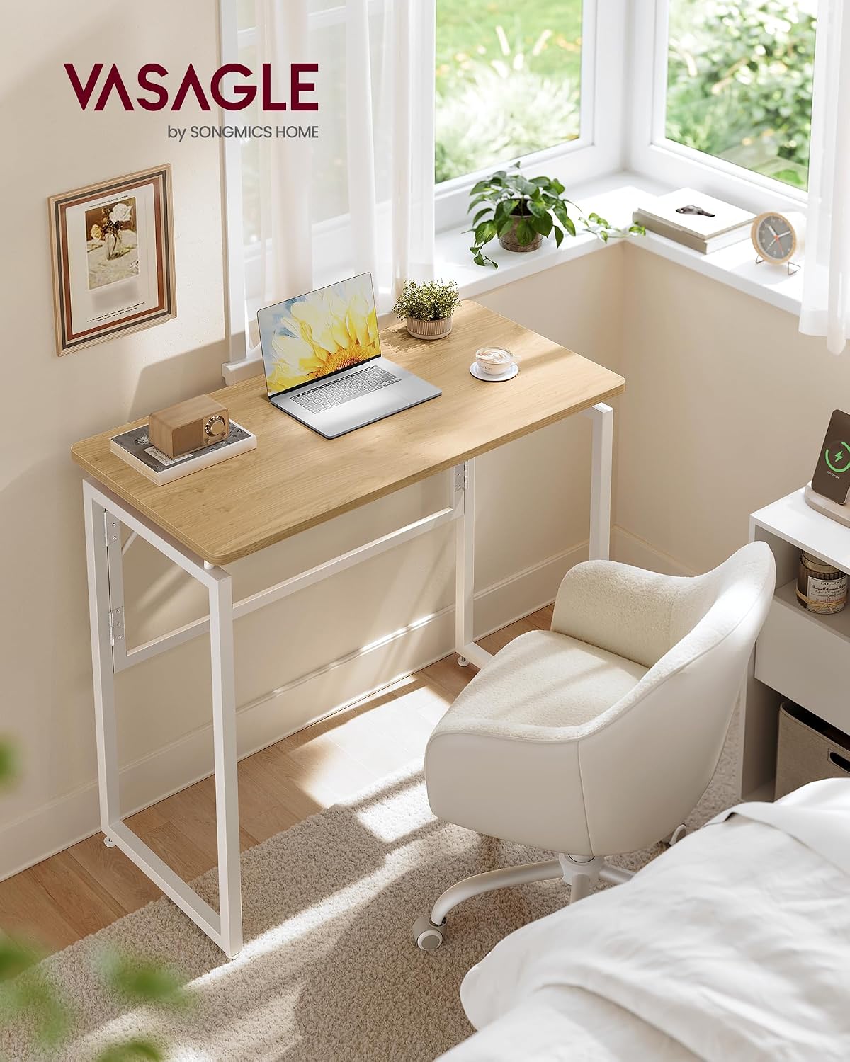 Thumbnail 1 de VASAGLE LWD151YD01 folding desk – foldable computer desk with one-piece desktop, rounded edges (80 x 40 cm)