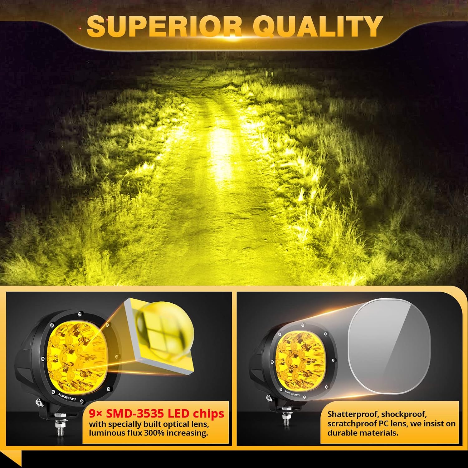 Thumbnail 5 de Auxbeam P4 4 Inch 90W Amber LED Fog Lights