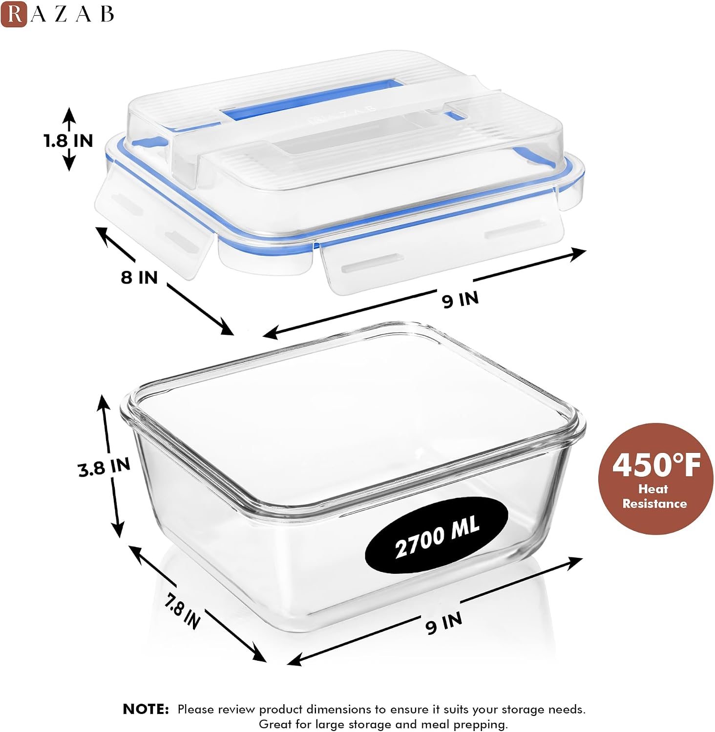 Detalle de Razab Glass Food Storage Container, 2700ml