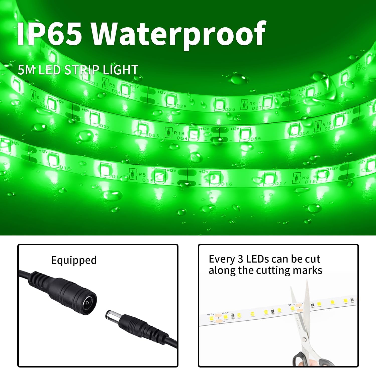 Detalle 1 de ShineBurky Led Strip 5M Verde Autoadhesiva IP65 🟢