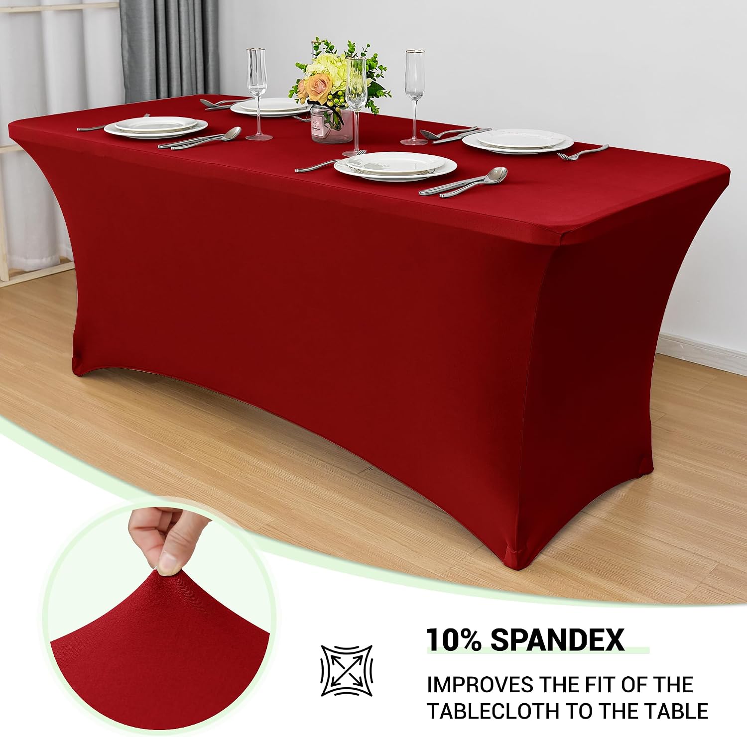 Detalle 2 de Obstal Stretch Red Table Covers 6 Pack