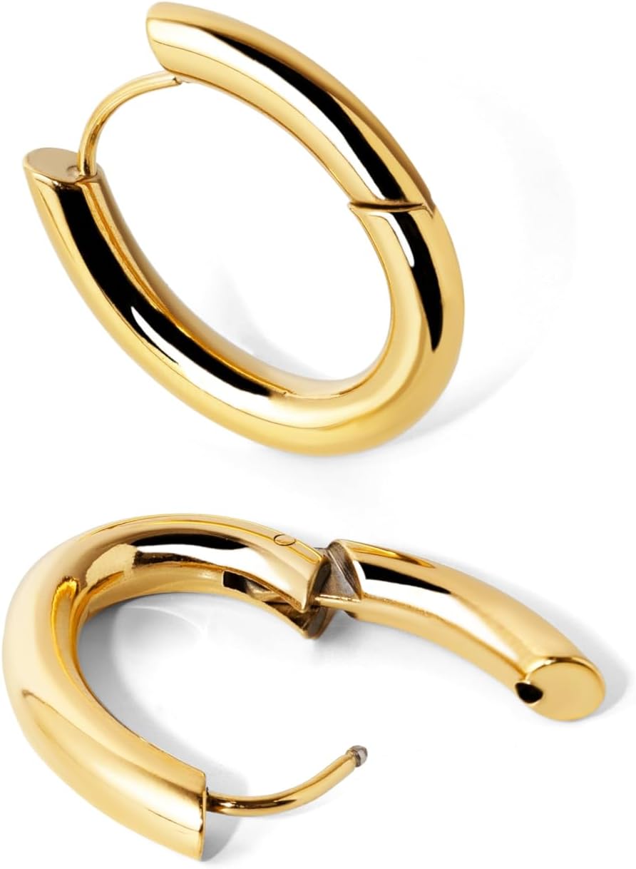 Detalle 1 de SINGULARU Orecchini Samba in Acciaio placcato Oro 18Kt con Chiusura Click/Congo
