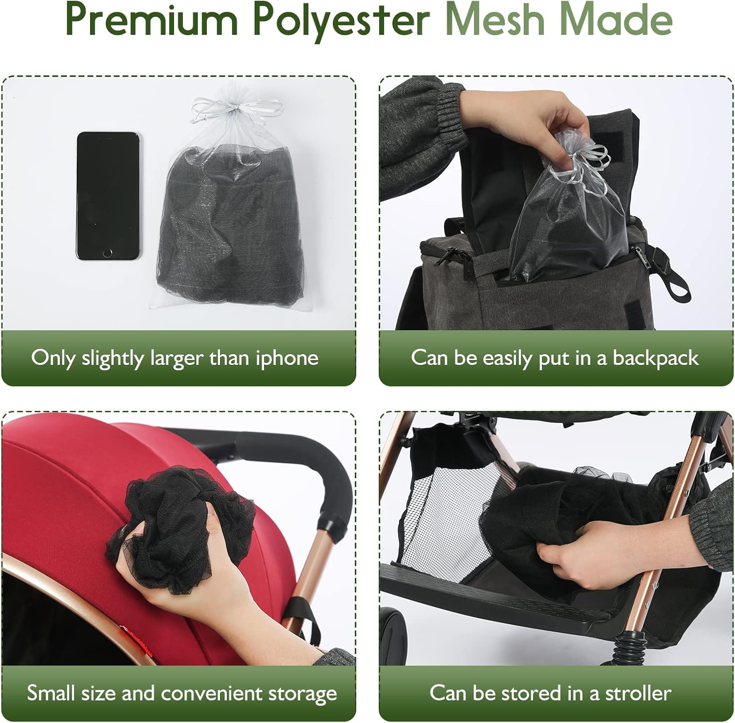 Detalle 1 de AMORBASE Stroller Mosquito Net, 2-Pack