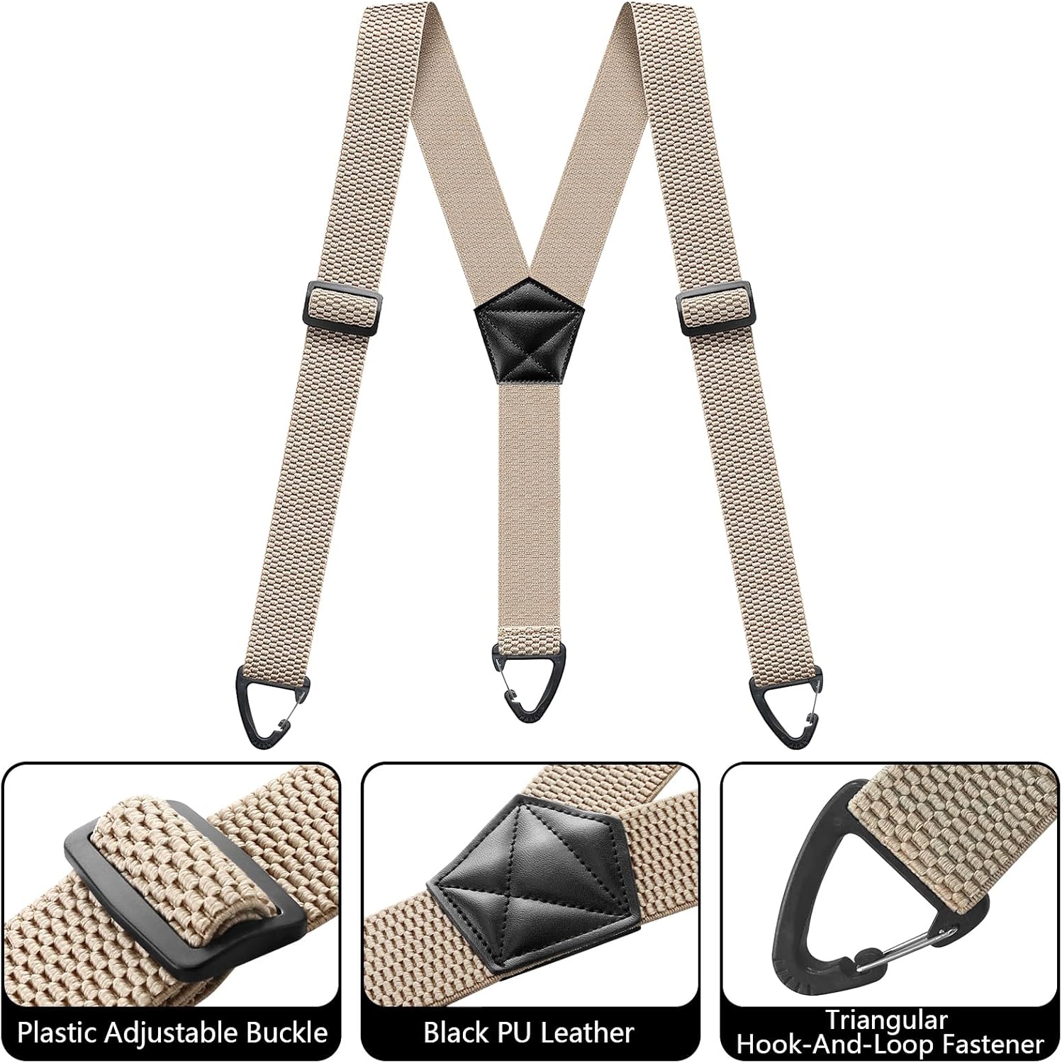 Detalle de Mens Braces for Trousers 40mm Wide – Adjustable Elastic Heavy Duty Suspenders with 3 Snap Loop