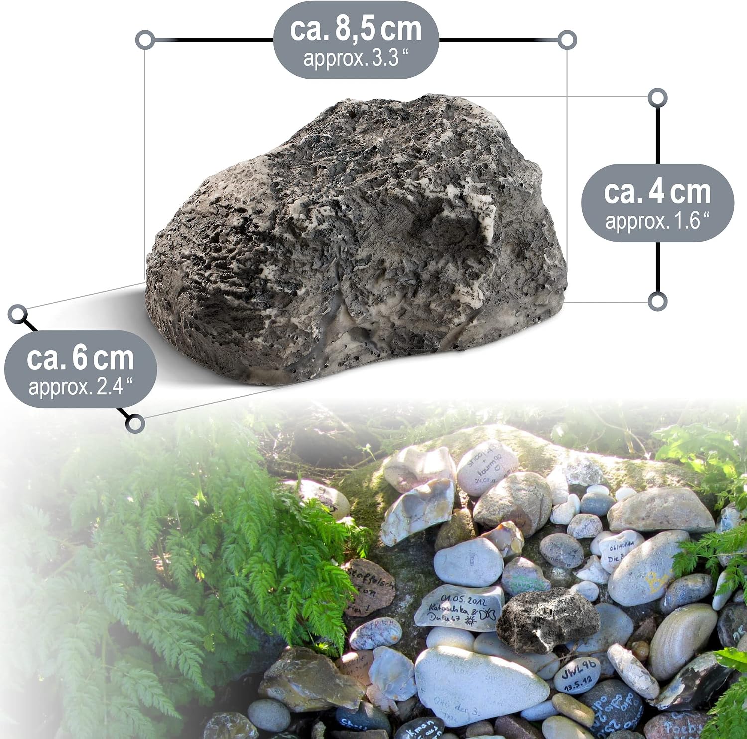 Thumbnail 6 de com-four 2 chiavi "Little Rock" – pietra artificiale con scomparto segreto per geocaching