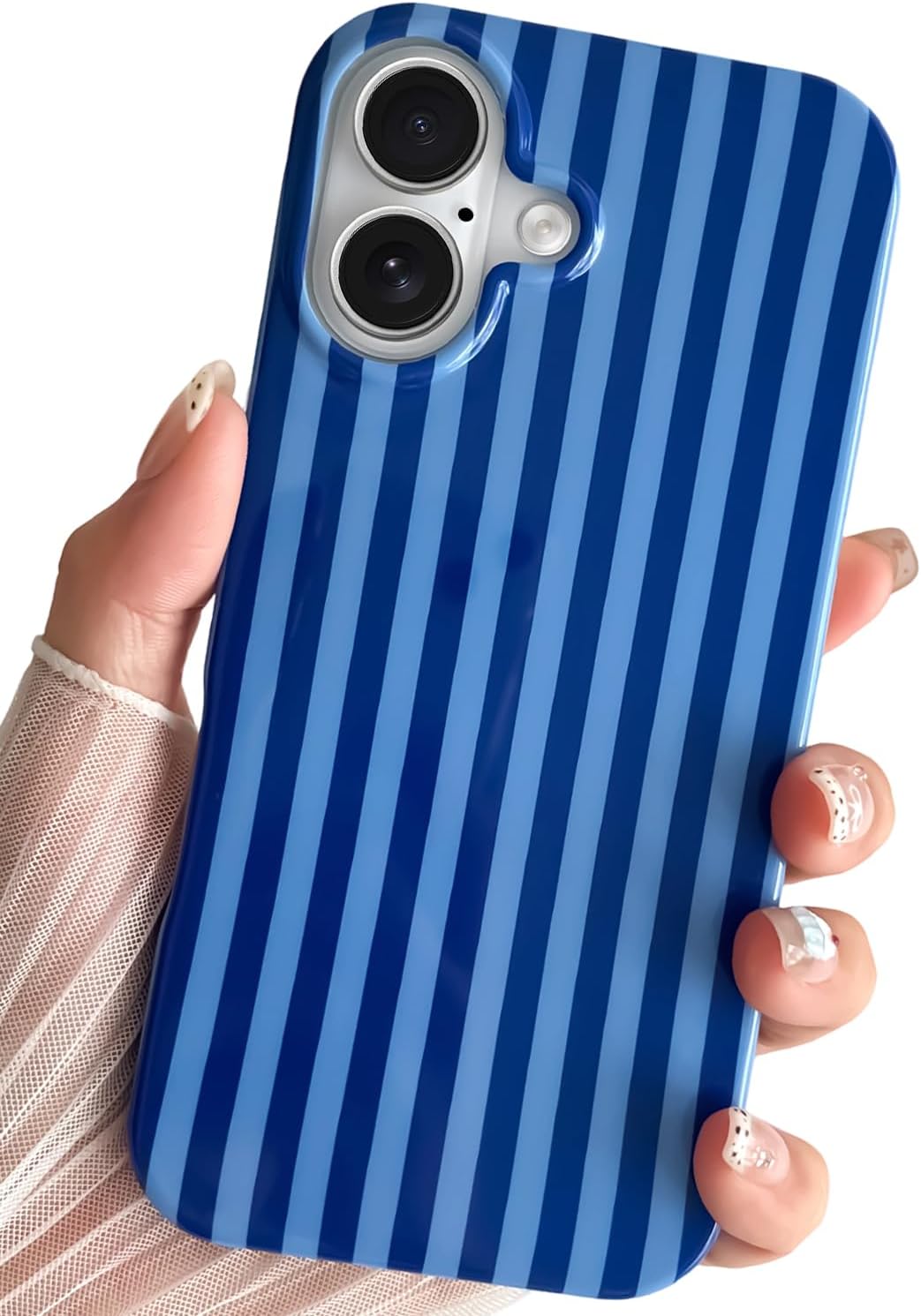 Detalle de SmoBea Hülle für iPhone 17 – Marineblau, Stripes, TPU mit IMD, stoßfest und schlank