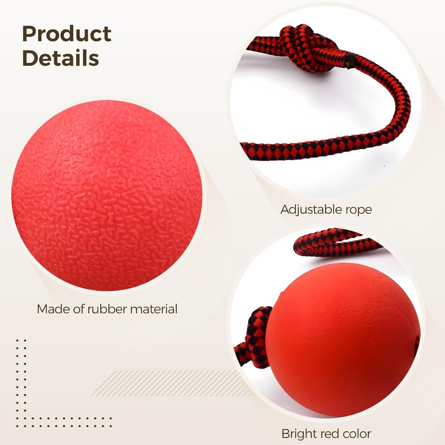 Thumbnail 3 de 4 Pcs Rope Balls for Dogs: Durable Rubber Chew Toys with Rope for Tug, Fetch and Oral Care