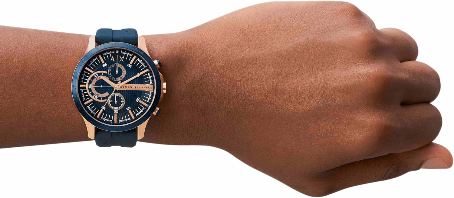 Detalle 2 de Armani Exchange orologio da uomo con cronografo al quarzo, cassa da 46 mm e cinturino in silicone