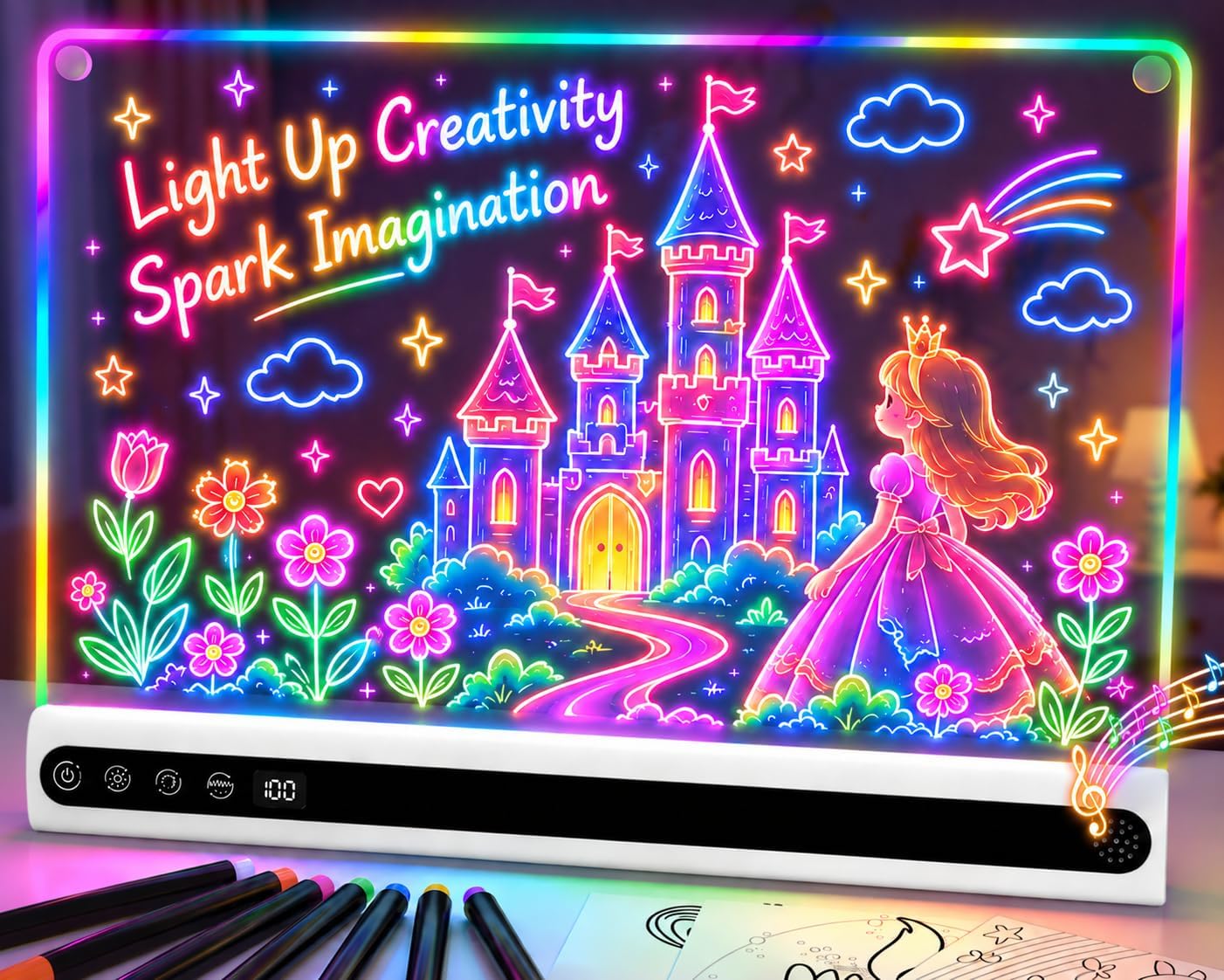 Detalle de Rechargeable LED Drawing Board for Kids