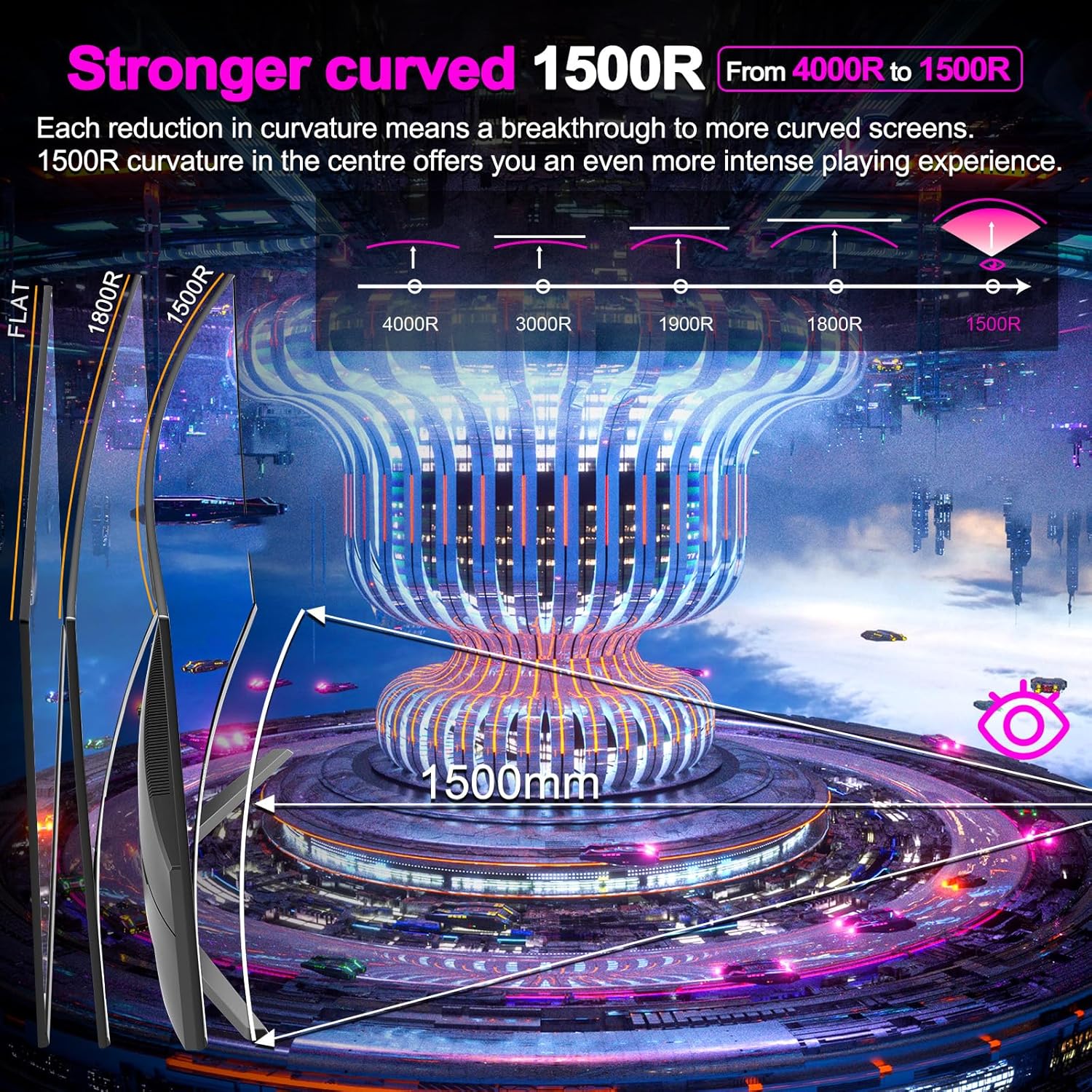 Thumbnail 2 de Minifire MFG24C1 24in Curved Gaming Monitor 180Hz