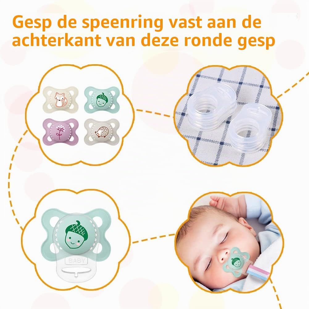 Detalle 1 de Vicloon siliconen fopspeenringen, 12 transparante adapters