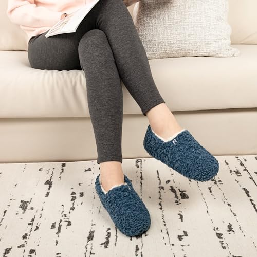 Detalle 2 de RockDove Women's Faux Shearling Closed-Back Slippers, UK 6, Lake Blue, Memory Foam