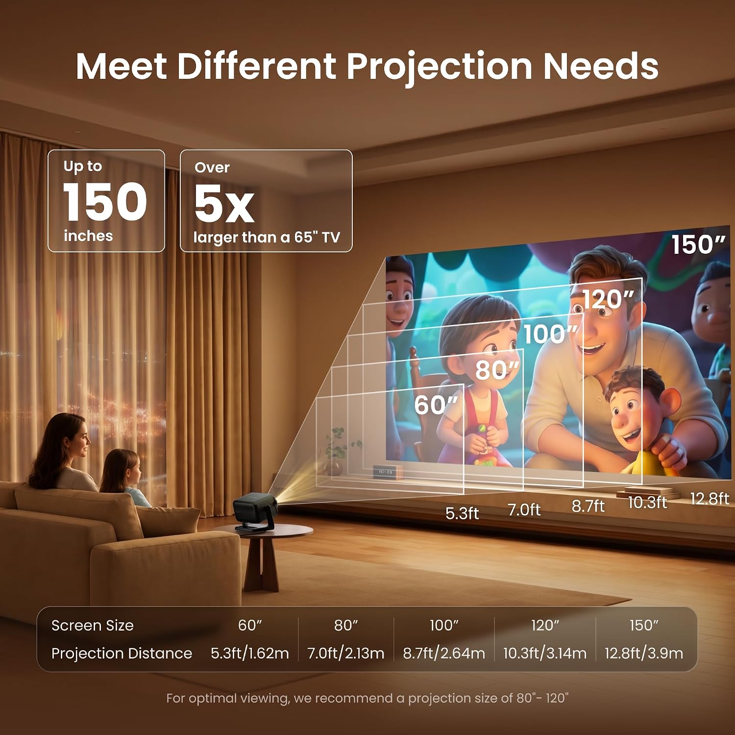 Detalle de Dangbei N3 Max Beamer 4K mit VIDAA OS – Tragbarer Heimkino-Projektor für Netflix & Co.