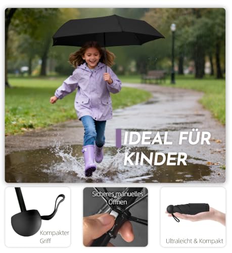 Detalle de LILAC Mini Regenschirm Leicht & Kompakt – UPF 100+ UV-Schutz, Taschenschirm